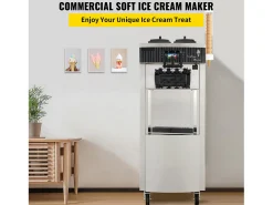 Máquina Comercial para Helado Suave SucceBuy de 2200 W, 2+1 Sabores, de Pie