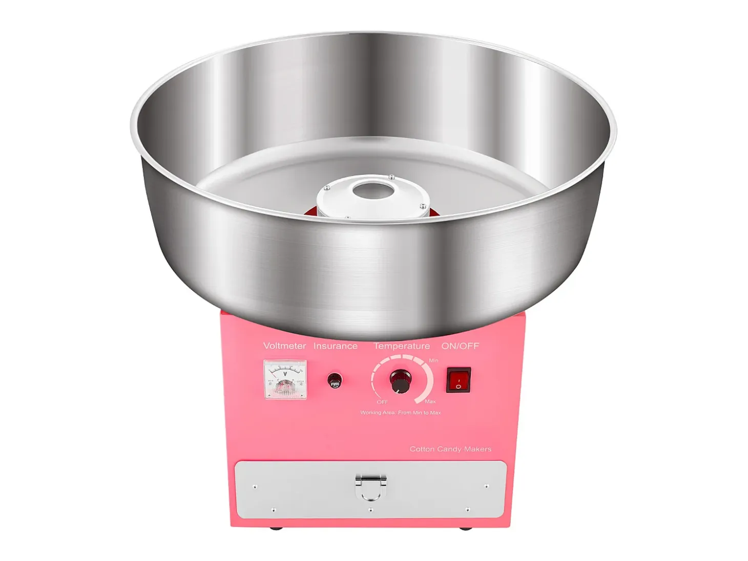 Máquina de Algodón de Azúcar SucceBuy, Eléctrica 1000 W, Comercial, Bol de Acero Inoxidable de 52 cm, Cuchara/Cajón, Cumpleaños/Fiesta, Rosa