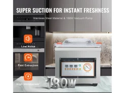 Máquina de Envasar SucceBuy al Vacío de Cámara 320 W Máquina de Envasado al Vacío Tamaño Compacto 32cm en la Cocina y para Uso Comercial