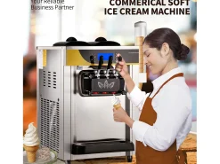 Máquina de Helado Blando SucceBuy, 22-30 L/H, 2200 W, Máquina de Helado Italiano Comercial Tolva 2x6 L