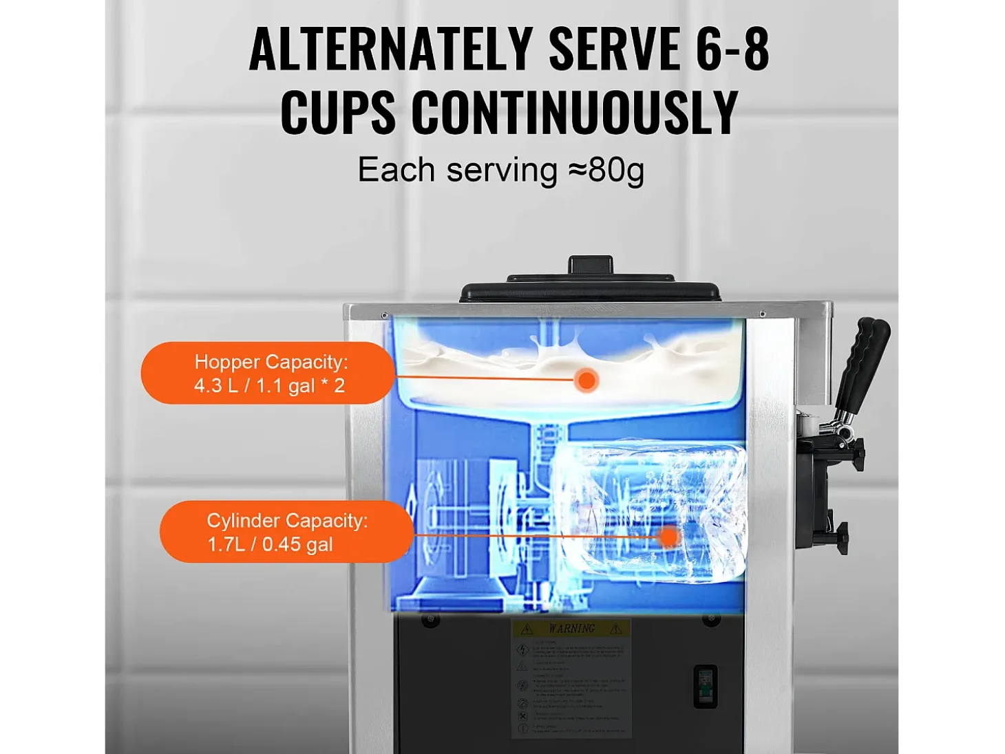 Máquina De Helado Comercial De 3 Sabores SucceBuy, Rendimiento 21-31 L/H