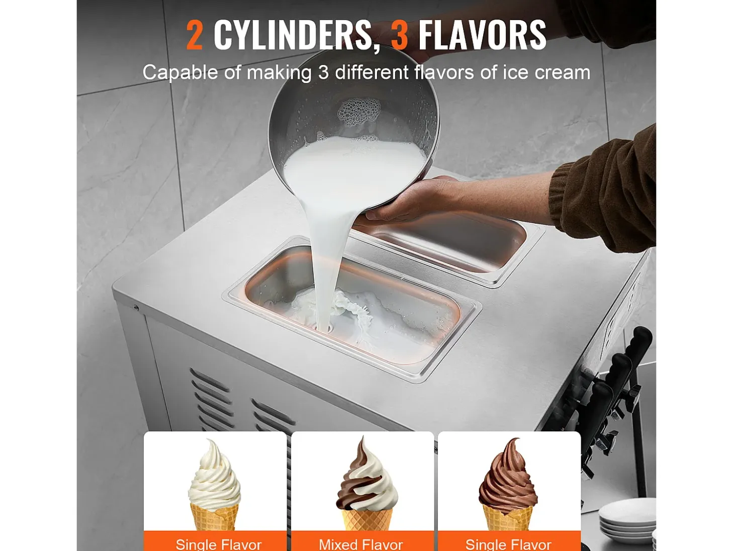 Máquina De Helado Comercial De 3 Sabores SucceBuy, Rendimiento 21-31 L/H