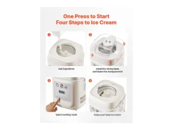 Máquina de Helados SucceBuy Automática, Turbina de Hielo para Sorbetes y Yogur Helado con Compresor Integrado, Máquina de Helados Eléctrica sin Precongelación