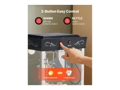 Máquina de Palomitas SucceBuy de Mostrador, Palomera 800 W, Gran Cuenco de Acero Inoxidable 0,2 kg, 48 Tazas por Lote, con Control de 2 Botones, Pared de Vidrio