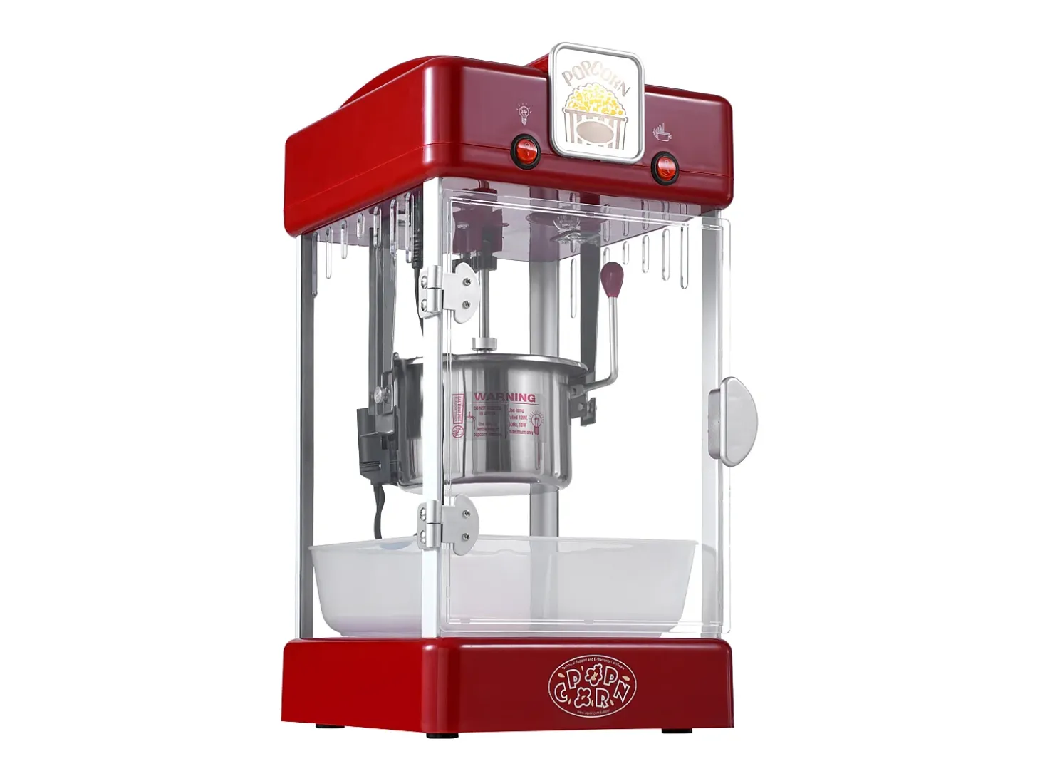 Máquina de Palomitas SucceBuy, Kettle Popper 300 W y 2,5 oz, 4 Pintes por Lote, Máquina de Mesa con Puerta de PP, Roja
