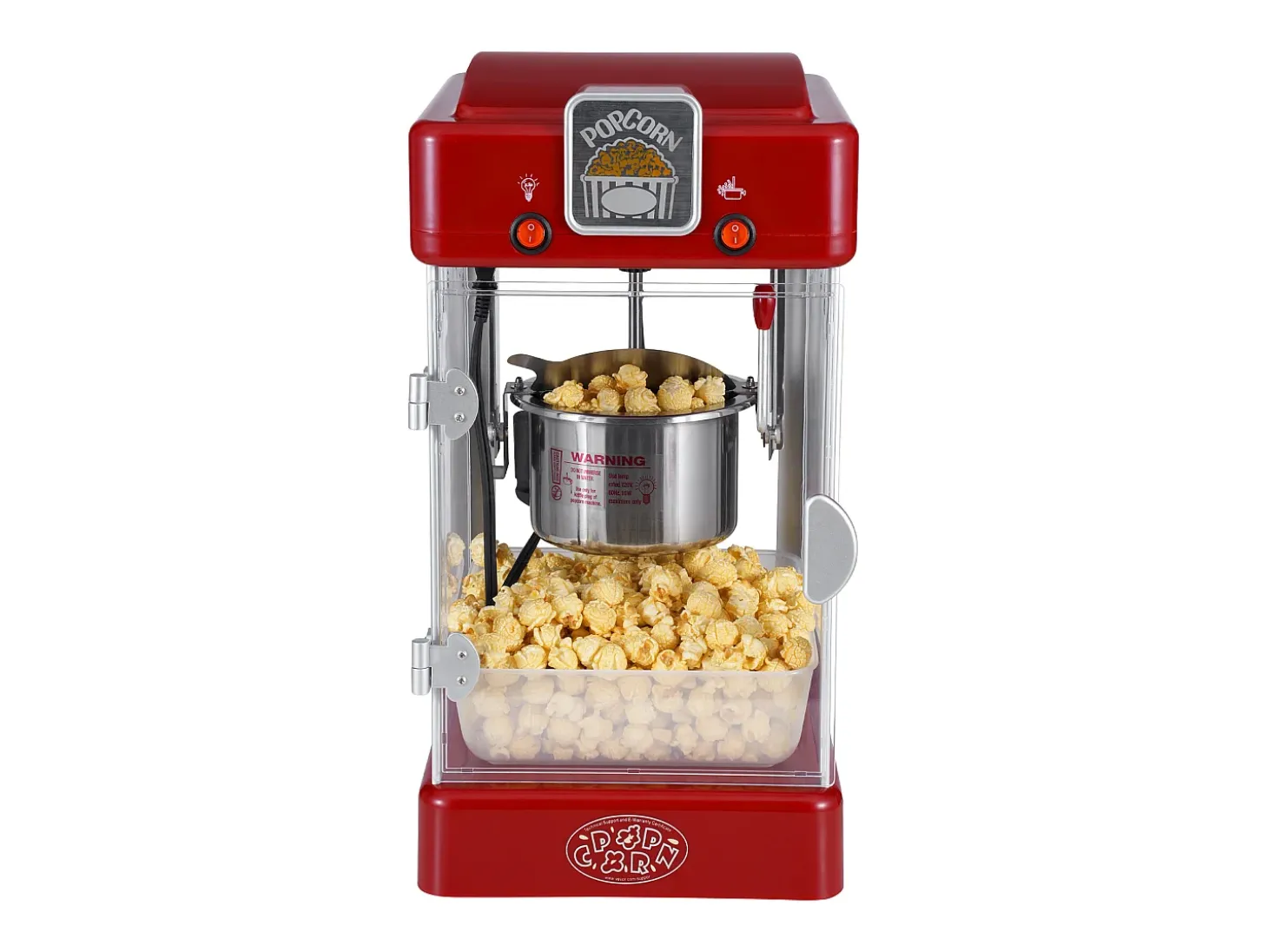 Máquina de Palomitas SucceBuy, Kettle Popper 300 W y 2,5 oz, 4 Pintes por Lote, Máquina de Mesa con Puerta de PP, Roja