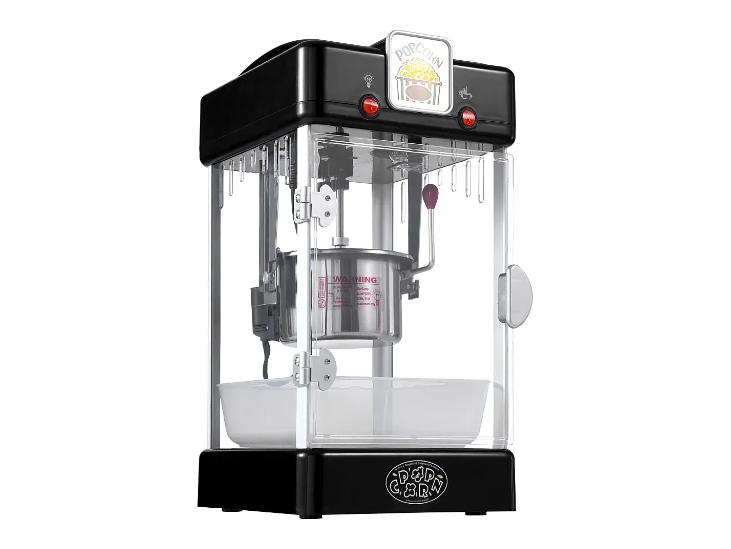 Máquina de Palomitas SucceBuy 300 W, Máquina de Palomitas de Mesa con Puerta de PP, Incluye 2 Cucharas y una Bandeja, Estilo Cine, Negro
