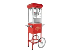 Máquina de Palomitas SucceBuy, Máquina de Palomitas con Carrito, 850 W, 8 oz, 48 Tazas, Rojo, 610 x 410 x 1395 mm