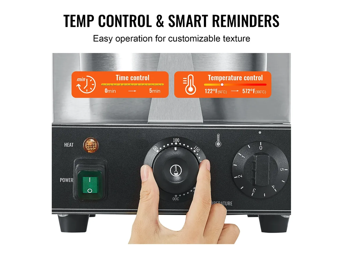 Máquina para Hacer Gofres SucceBuy Máquina para Hacer Wafles Redonda Antiadherente Comercial de 1230 W