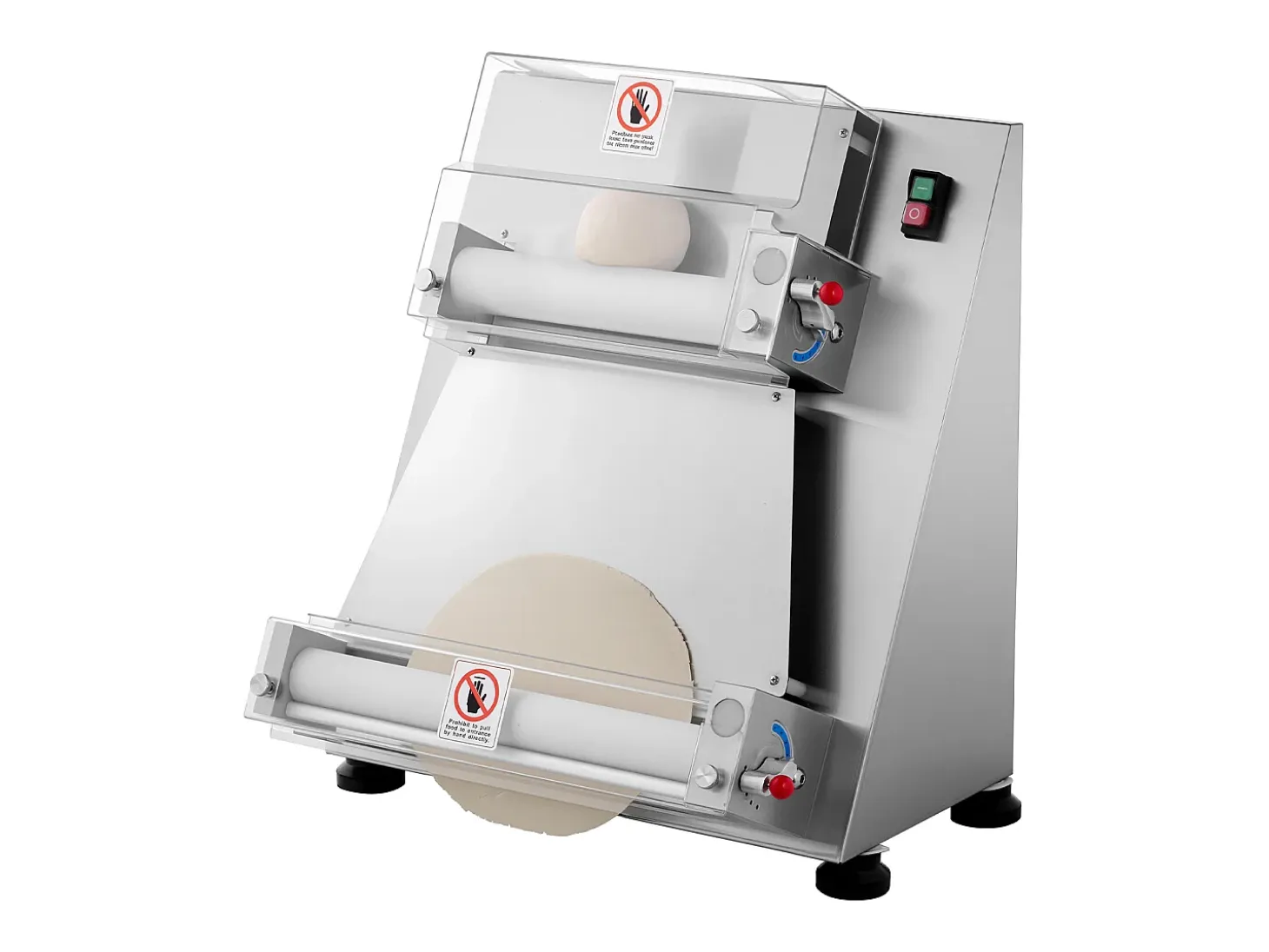Máquina para Hacer Pizzas SucceBuy, 7,6-40,6 cm, Prensa de Masa Eléctrica Comercial de 390 W, 260 Hojas por Hora, Grosor Ajustable con Tapa