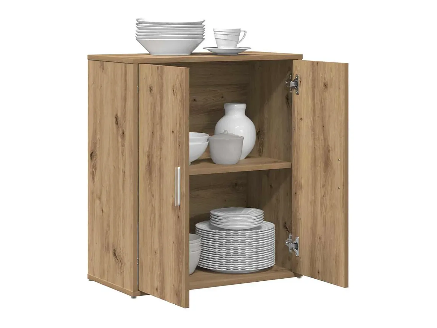Mueble alto con estante 2 piezas roble artesanal 60x31x70 cm