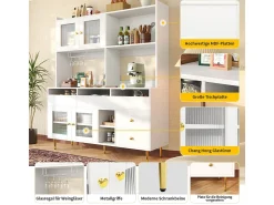 Mueble alto de restaurante (145x39x171cm), blanco/dorado