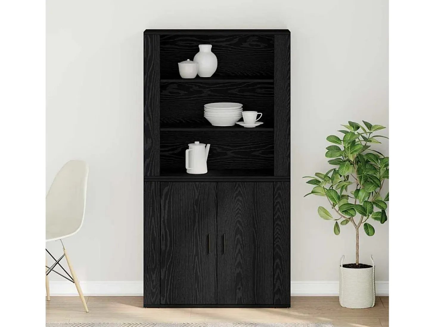 Mueble alto de roble negro en madera reconstituida