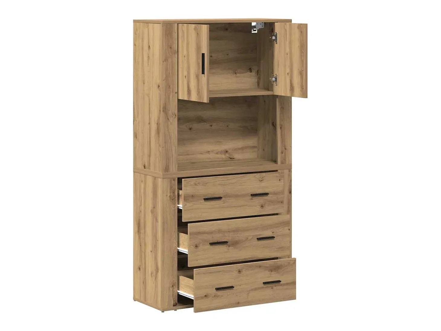 Mueble alto de roble 80x33x150 cm Madera de ingeniería