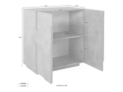 Mueble Aparador de diseño moderno 2 puertas y 2 estantes Ping Side S Ardesia