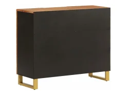 Mueble aparador madera maciza mango marrón/negro 90x33,5x75 cm