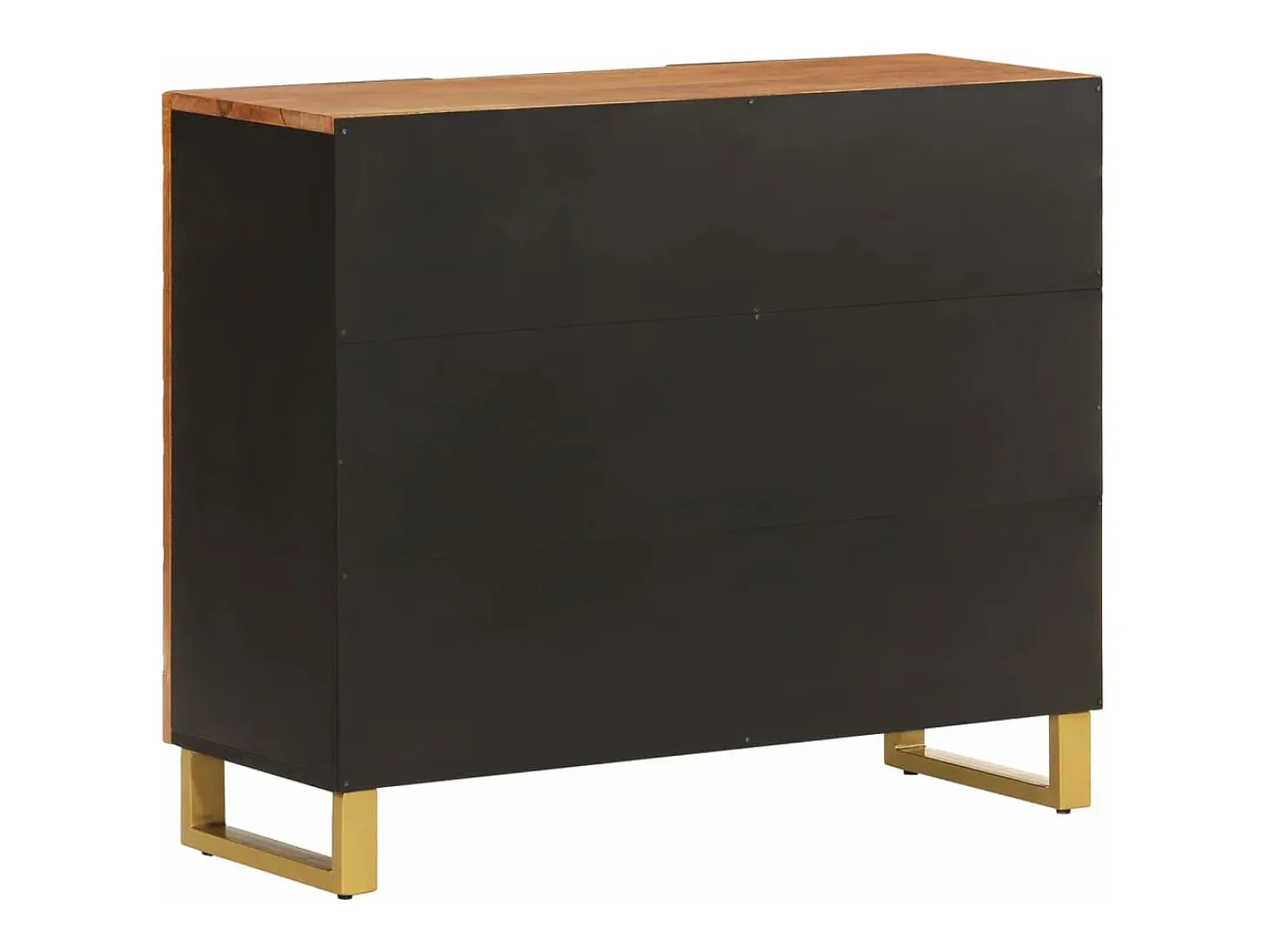 Mueble aparador madera maciza mango marrón/negro 90x33,5x75 cm