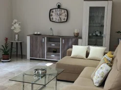 Mueble Aparador para Comedor | 2 Puertas y 2 Cajones | Acabado en Pino Decapado y Frentes de Pino | Medidas: 190 x 44 x 85 cm (Ancho x Fondo x Alto)