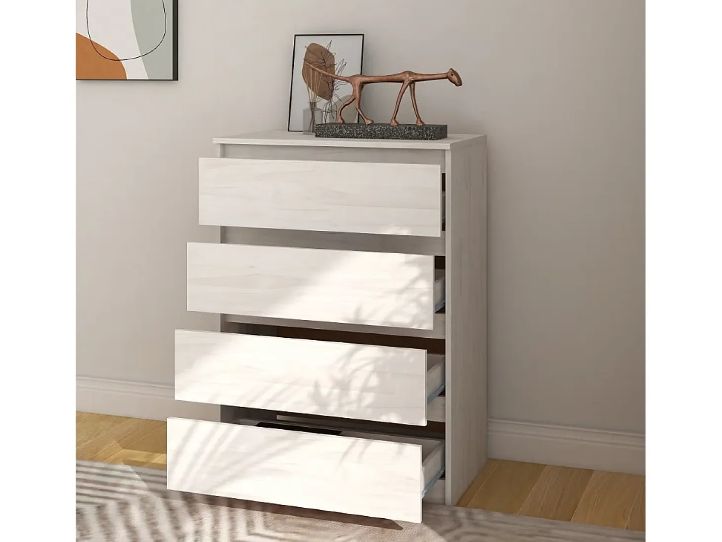Mueble auxiliar blanco 60x36x84 cm Madera maciza de pino