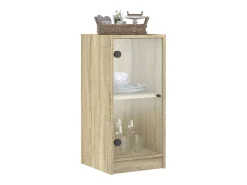 Mueble auxiliar con puertas de cristal roble Sonoma 35x37x75,5cm