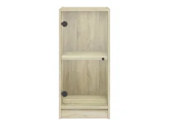 Mueble auxiliar con puertas de cristal roble Sonoma 35x37x75,5cm