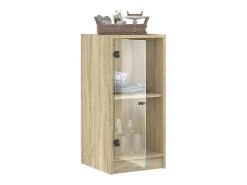 Mueble auxiliar con puertas de cristal roble Sonoma 35x37x75,5cm