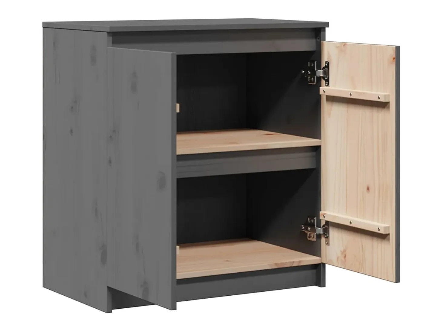 Mueble auxiliar gris 60x36x65 cm madera maciza de pino