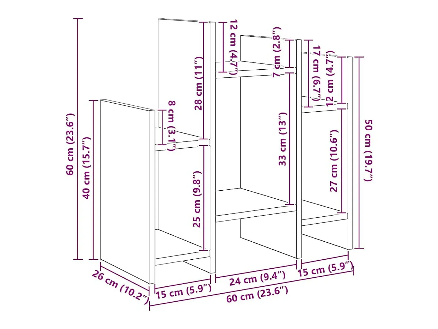 Mueble auxiliar Madera antigua 60 x 26 x 60 cm Madera de ingeniería