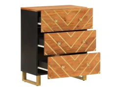 Mueble auxiliar madera maciza mango marrón/negro 60x33,5x75 cm