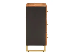 Mueble auxiliar madera maciza mango marrón/negro 60x33,5x75 cm