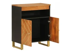 Mueble auxiliar madera maciza mango marrón/negro 60x33,5x75 cm