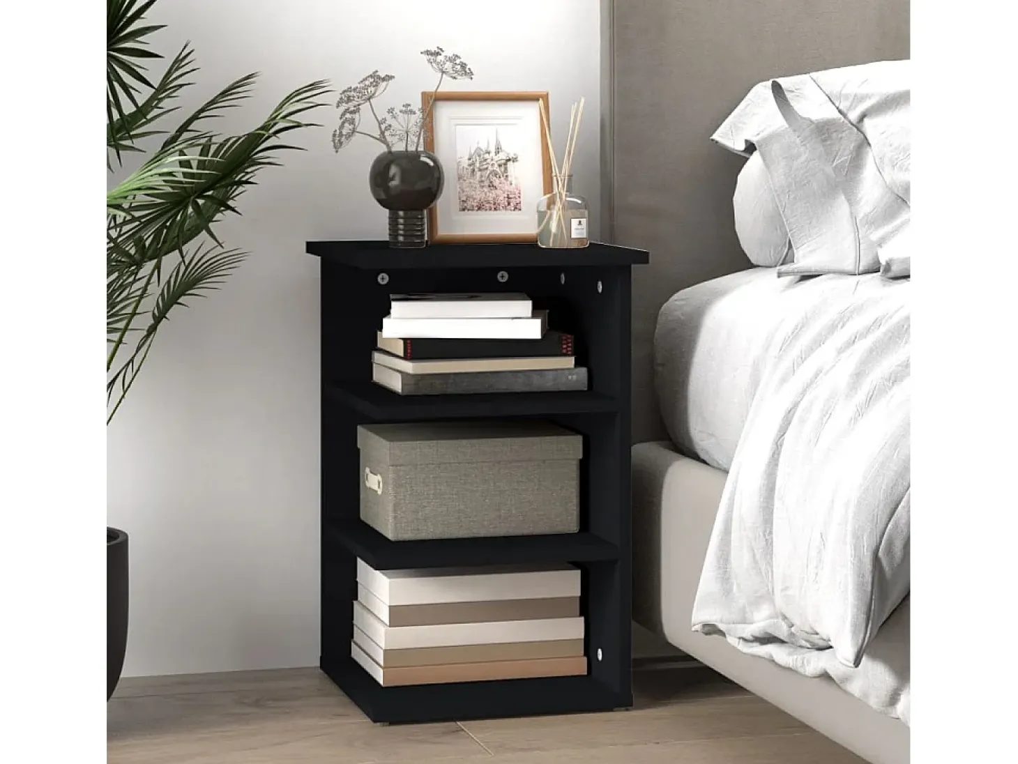 Mueble auxiliar negro 35x35x55 cm Aglomerado