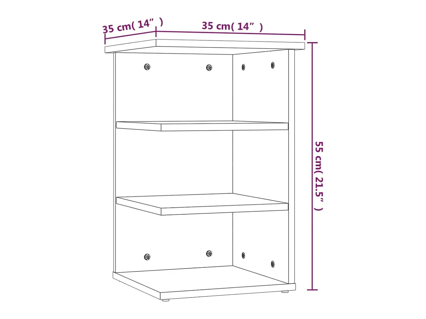 Mueble auxiliar negro 35x35x55 cm Aglomerado