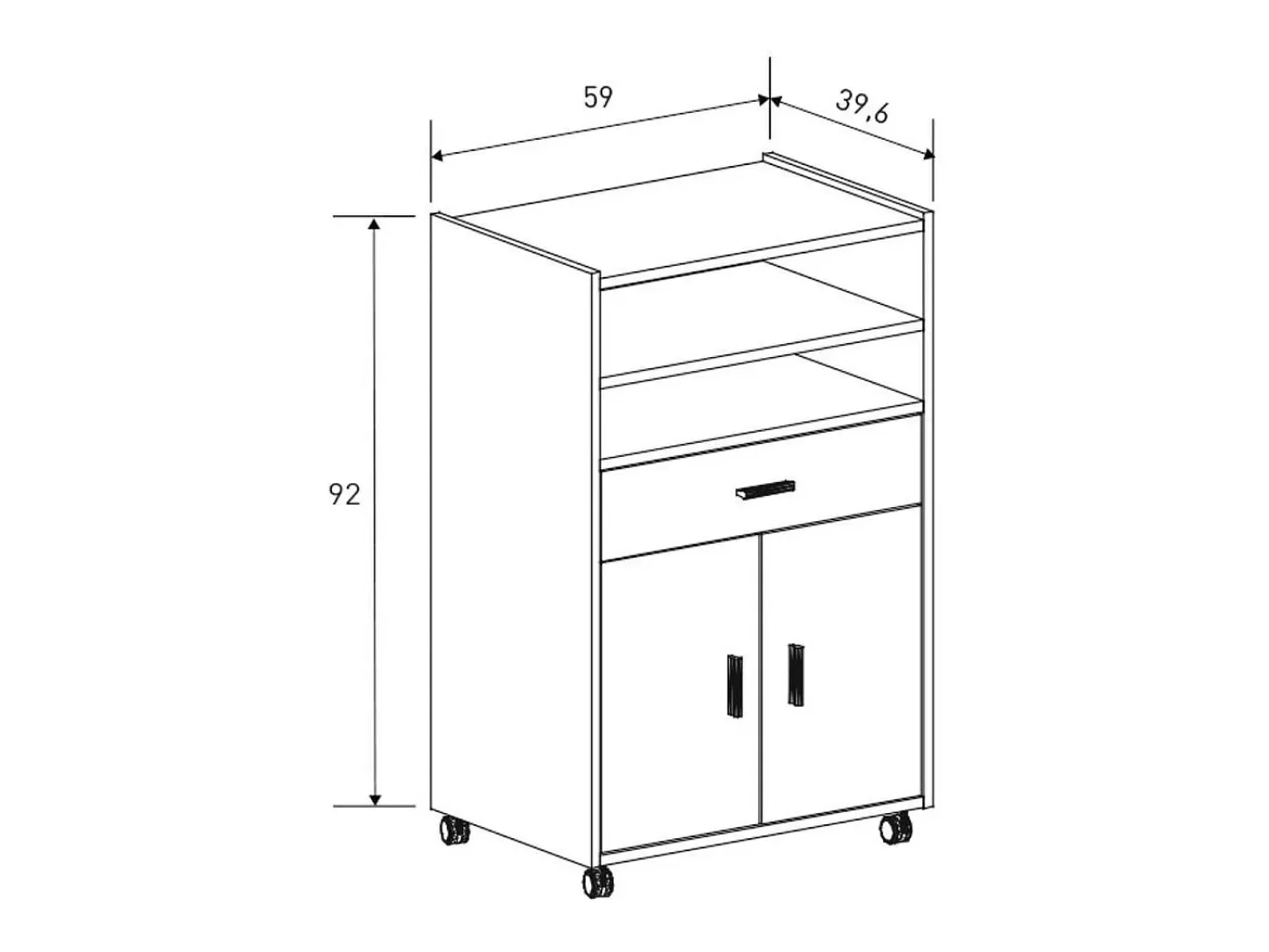 Mueble auxiliar New Aura con ruedas natural 92x59x39,6 cm