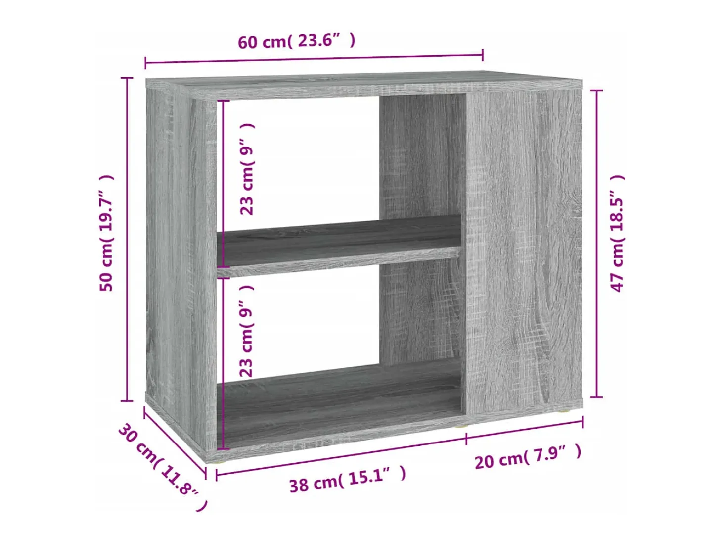 Mueble auxiliar Sonoma gris 60x30x50 cm Madera de ingeniería
