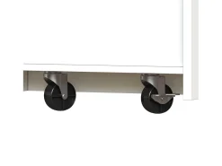 Mueble bar extensible con 2 cajones y 2 puertas - Tapa extensible con ruedas - Blanco y madera