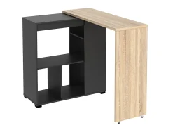 Mueble bar giratorio con almacenaje - Natural y antracita - SATURN