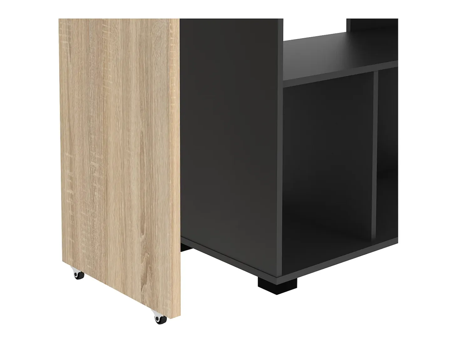 Mueble bar giratorio con almacenaje - Natural y antracita - SATURN