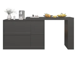Mueble bar giratorio con 3 puertas, 2 de ellas de cristal, estantes abiertos incluidos, cuerpo negro - 120x40x103cm