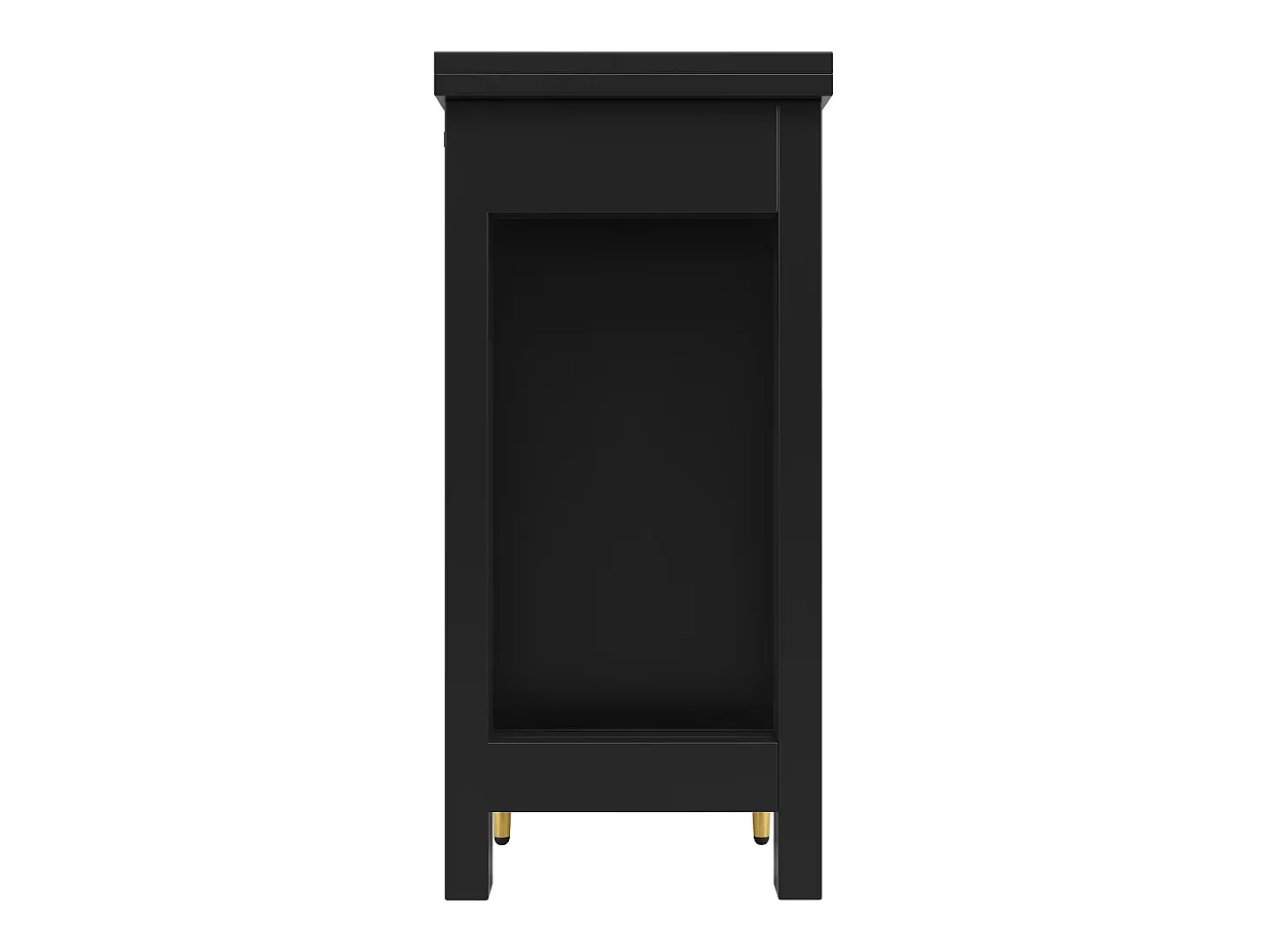 Mueble bar giratorio con 2 puertas correderas de ratán y cajón - Negro