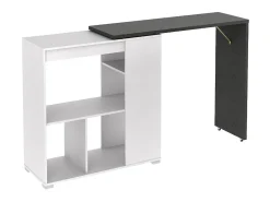 Mueble bar giratorio con almacenaje - Blanco y antracita - SATURN