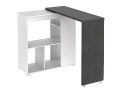 Mueble bar giratorio con almacenaje - Blanco y antracita - SATURN