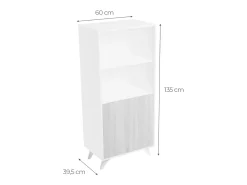 Mueble Bar para Salón o Comedor, Aparador de Cocina, Color Blanco-Roble, Medidas: 60 cm (Ancho) x 135 cm (Alto) x 40 cm (Fondo) – Meyvaser