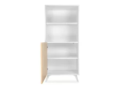 Mueble Bar para Salón o Comedor, Aparador de Cocina, Color Blanco-Roble, Medidas: 60 cm (Ancho) x 135 cm (Alto) x 40 cm (Fondo) – Meyvaser