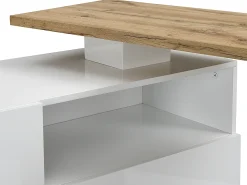 Mueble bar pivotante - 2 puertas 1 cajón 1 estante - MDF - Blanco lacado y roble - ELDIR