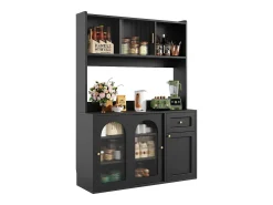 Mueble buffet con LED, 3 tiroirs, étagères réglables, MDF, negro (120x35x167 cm)