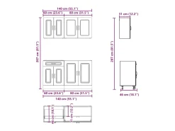 Mueble cocina Kalmar gris hormigón 4 pzas madera contrachapada