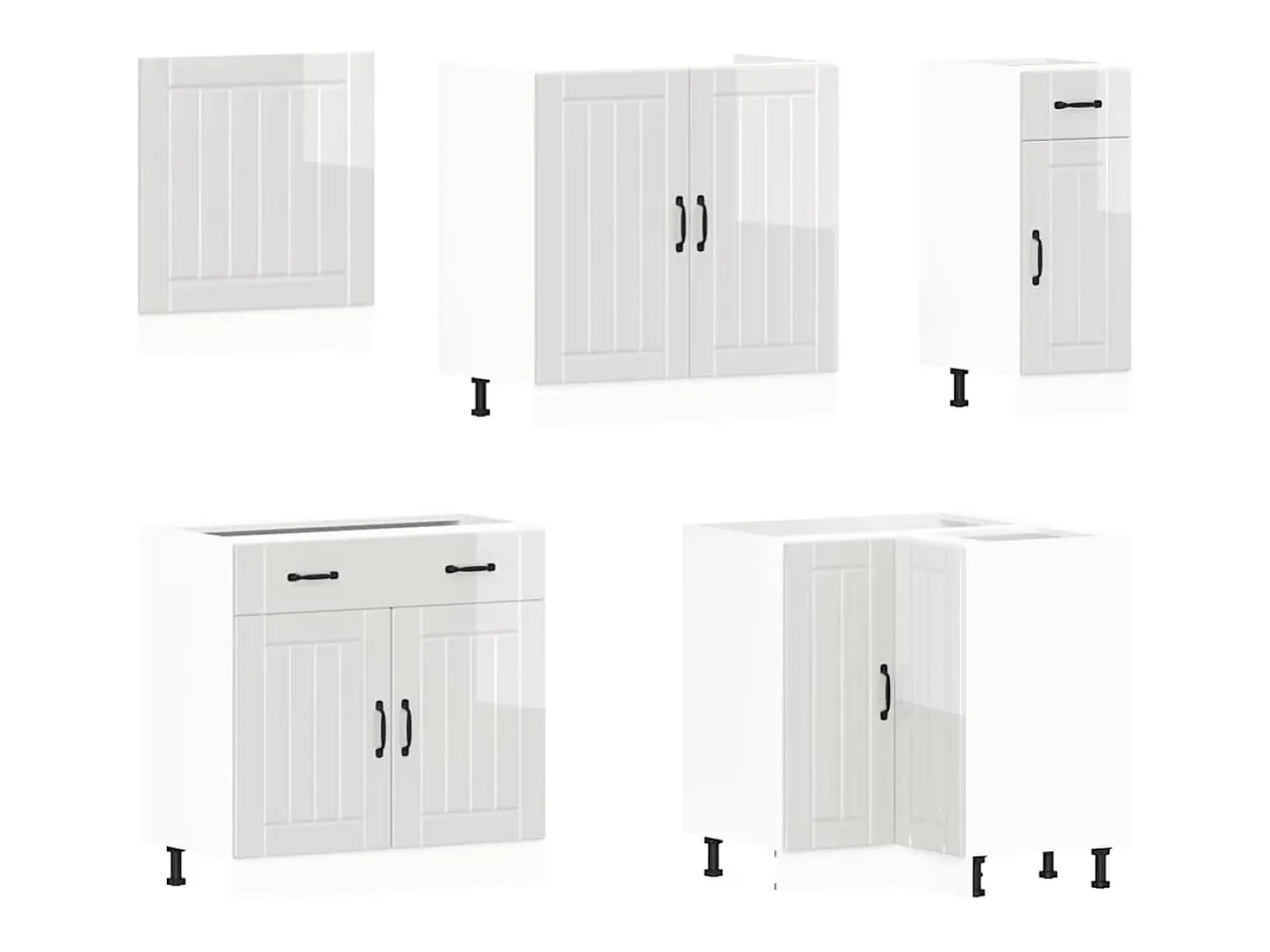 Mueble cocina Lucca blanco brillo 11 pzas madera contrachapada