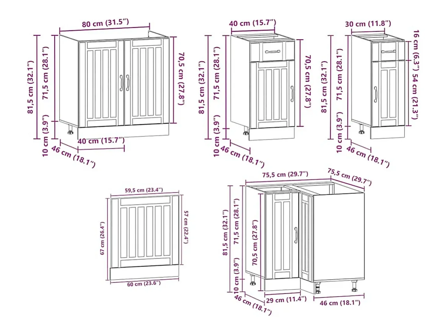 Mueble cocina Lucca gris hormigón 11 pzas madera contrachapada