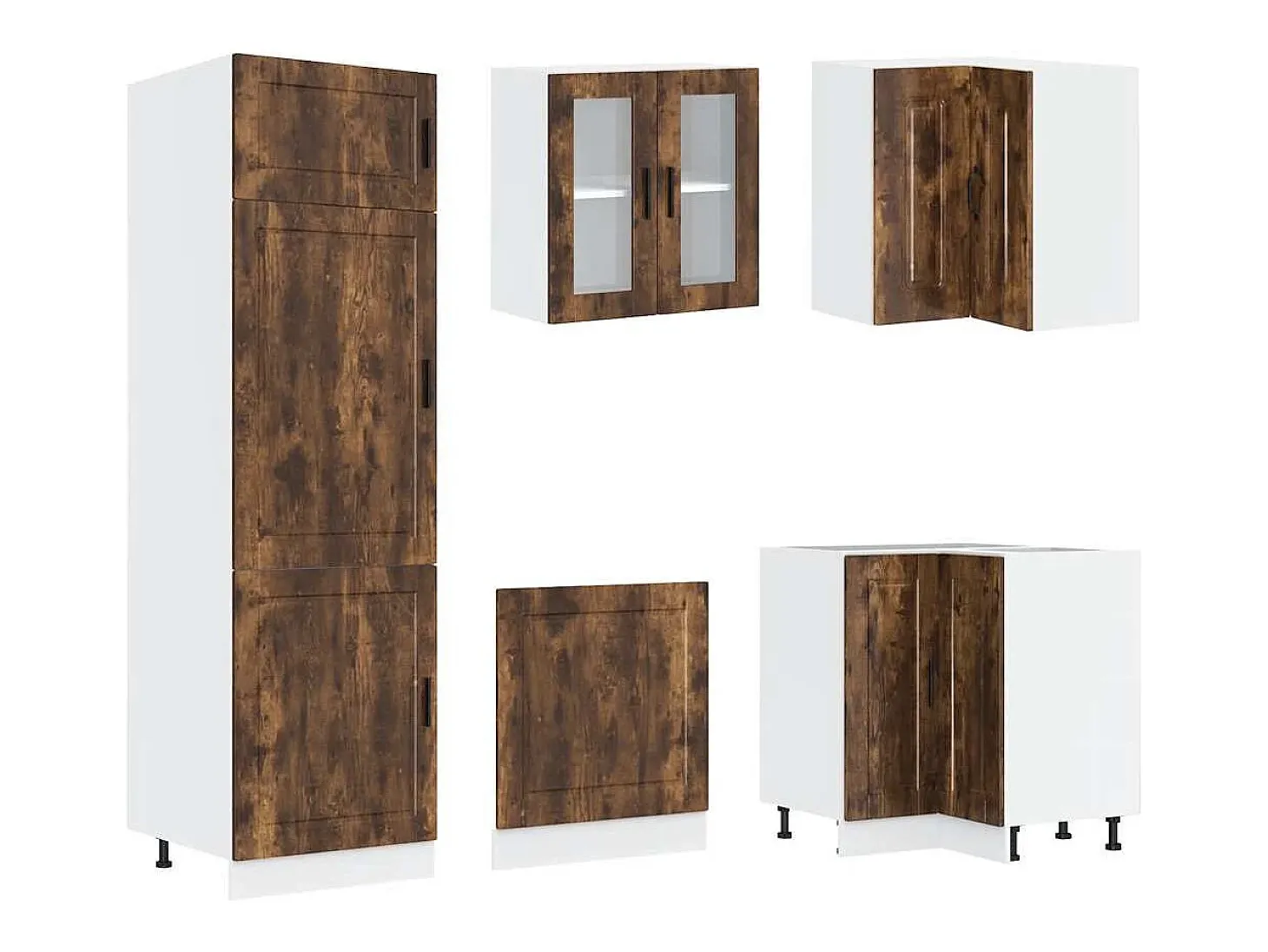 Mueble cocina Porto roble ahumado 14 pzas madera contrachapada